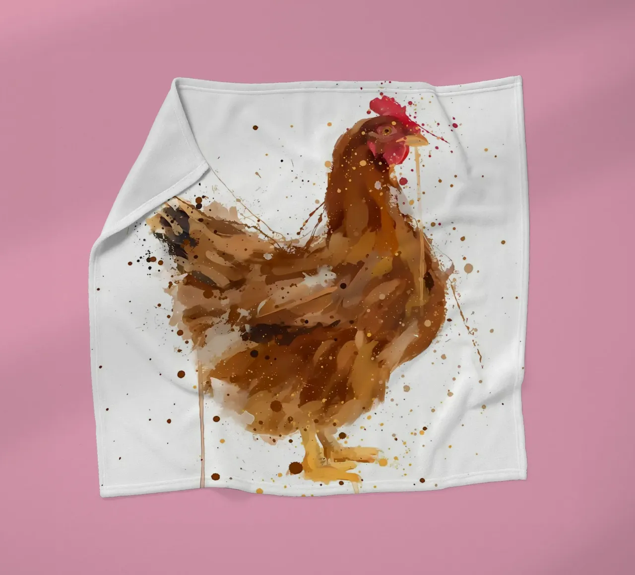 Watercolor Chicken fleece blanket by Nami