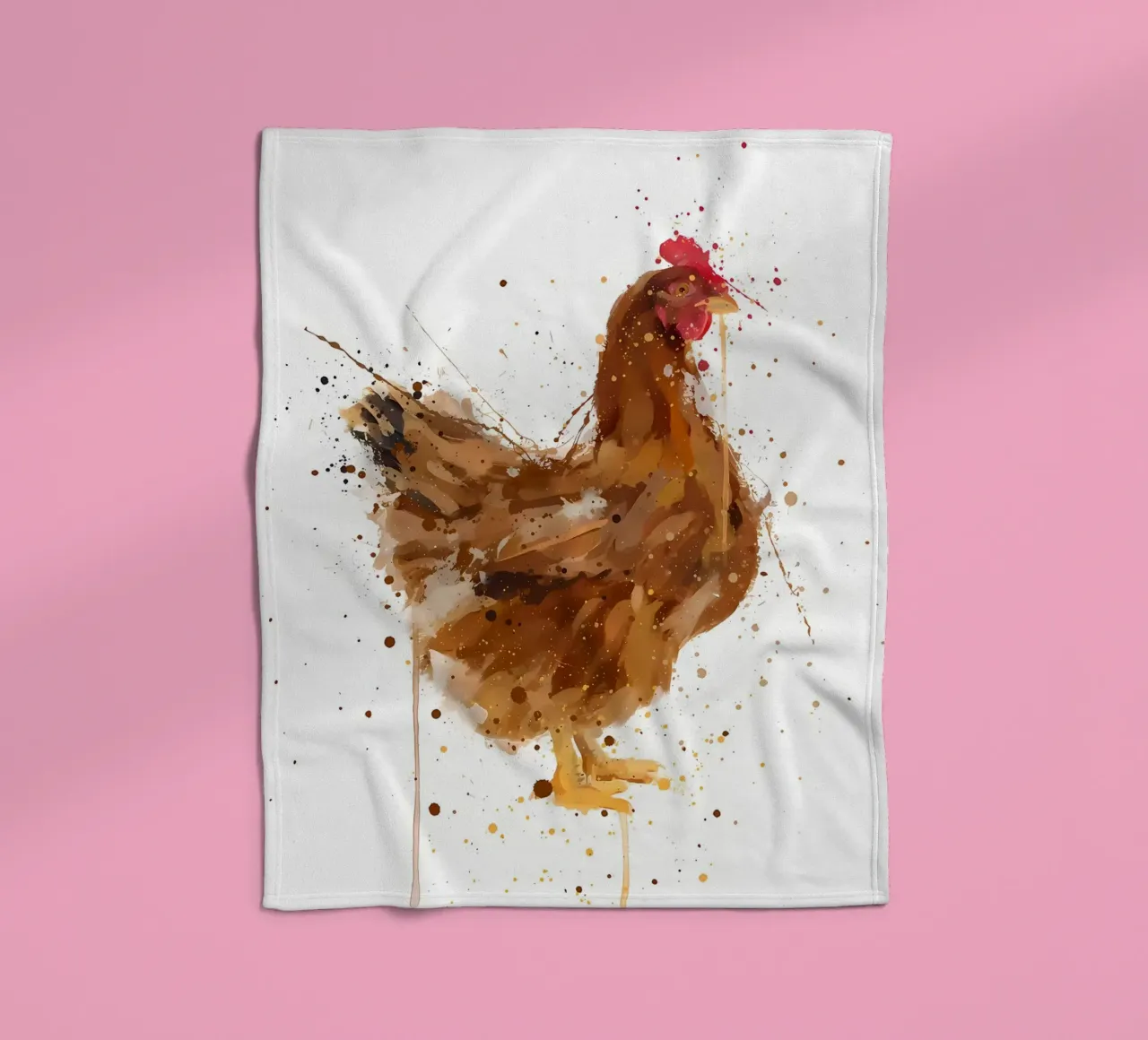 Watercolor Chicken fleece blanket by Nami
