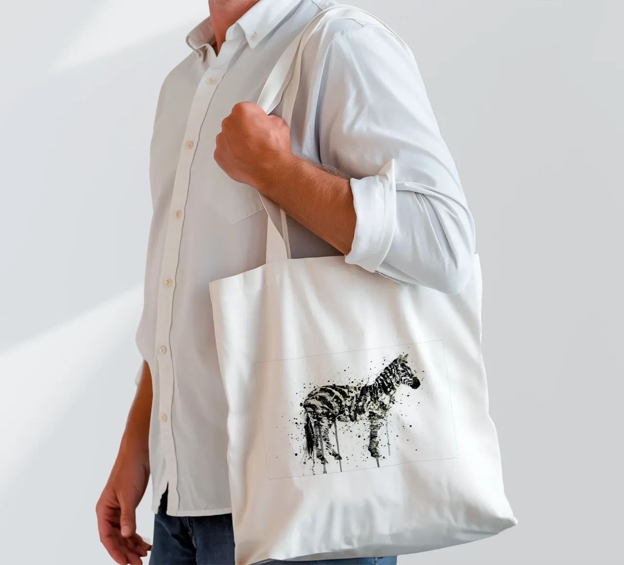 Watercolour Zebra tote bag by Nami