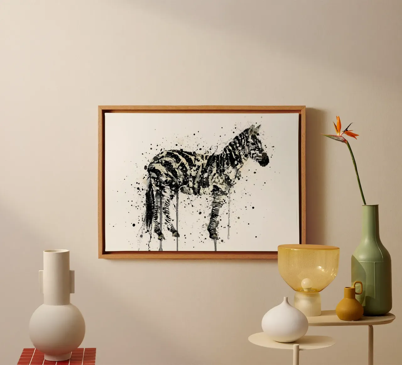 Watercolor Zebra tela con Cornice a cassetta da Nami