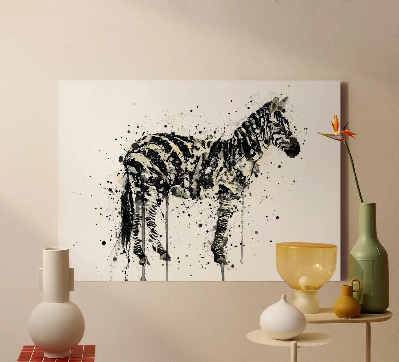 Watercolor Zebra tela con Cornice a cassetta da Nami