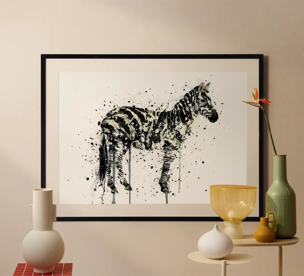 Watercolor Zebra poster con telaio in plastica da Nami