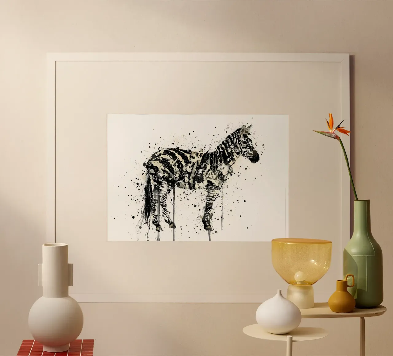 Watercolor Zebra poster con telaio in plastica da Nami