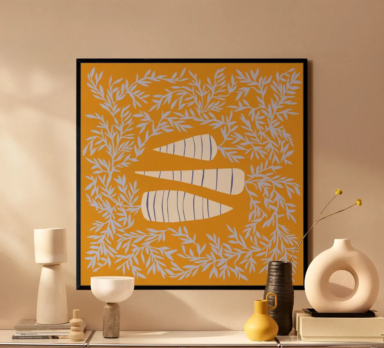 3 Rüben poster con telaio in legno da All Colours