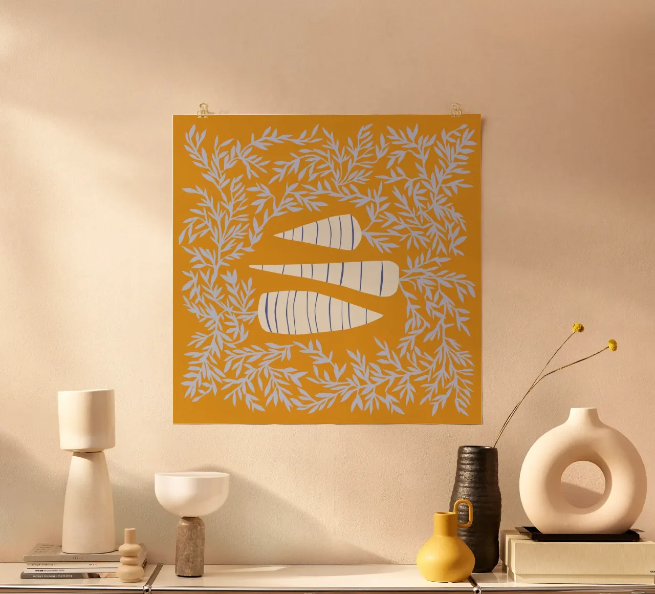 3 Rüben poster con telaio in legno da All Colours