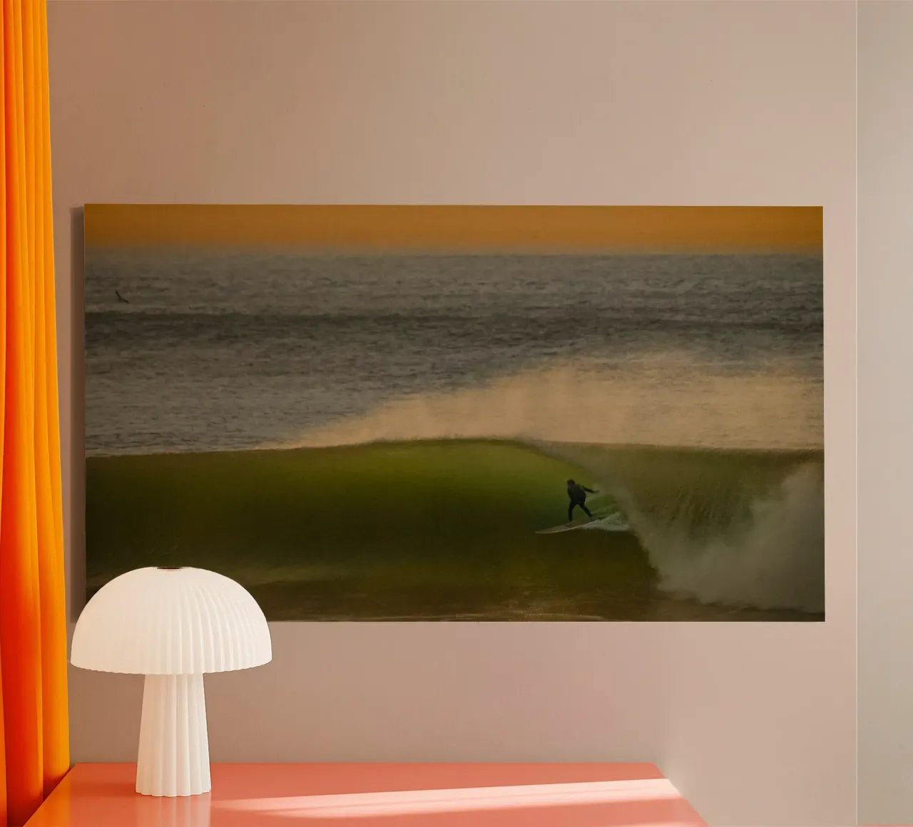 Golden Glide - retro coastal sunset surf photography canvas with Floater frame by Barefoot Visuals