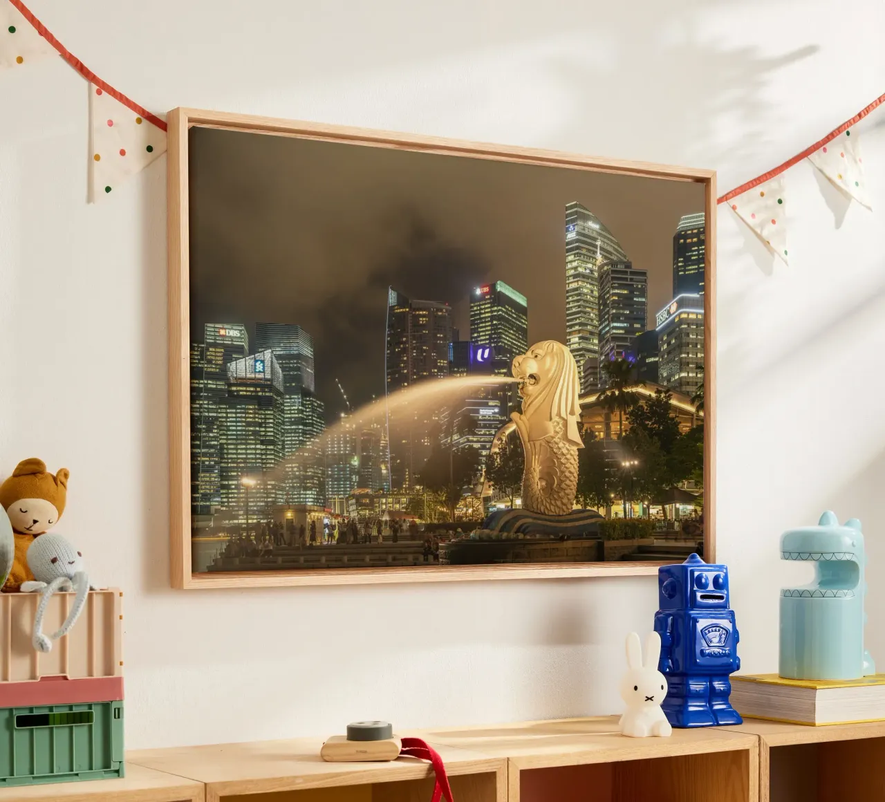 Merlion Singapur canvas with Floater frame by Reisefotografie - Bilder aus aller Welt