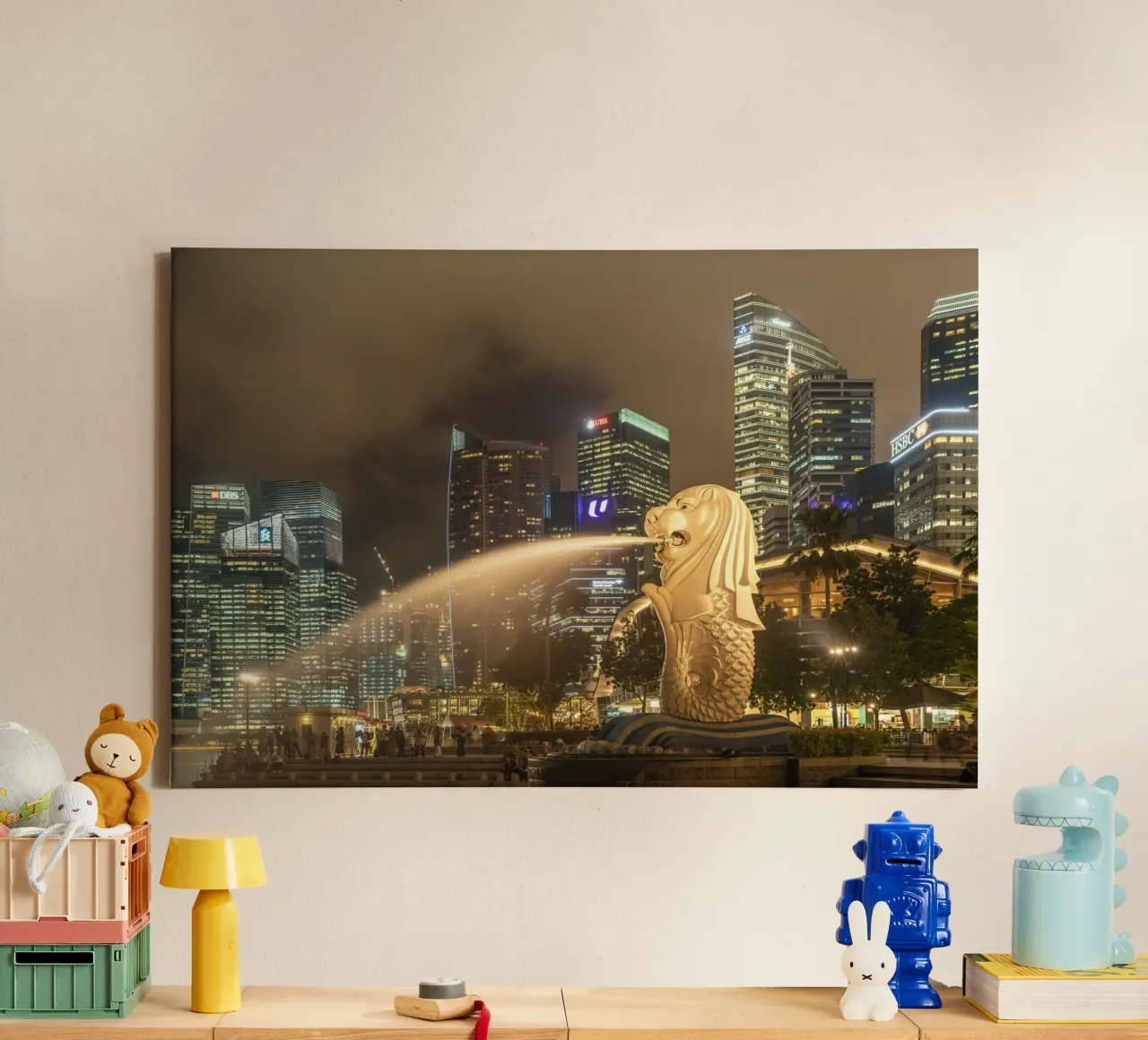 Merlion Singapur canvas with Floater frame by Reisefotografie - Bilder aus aller Welt