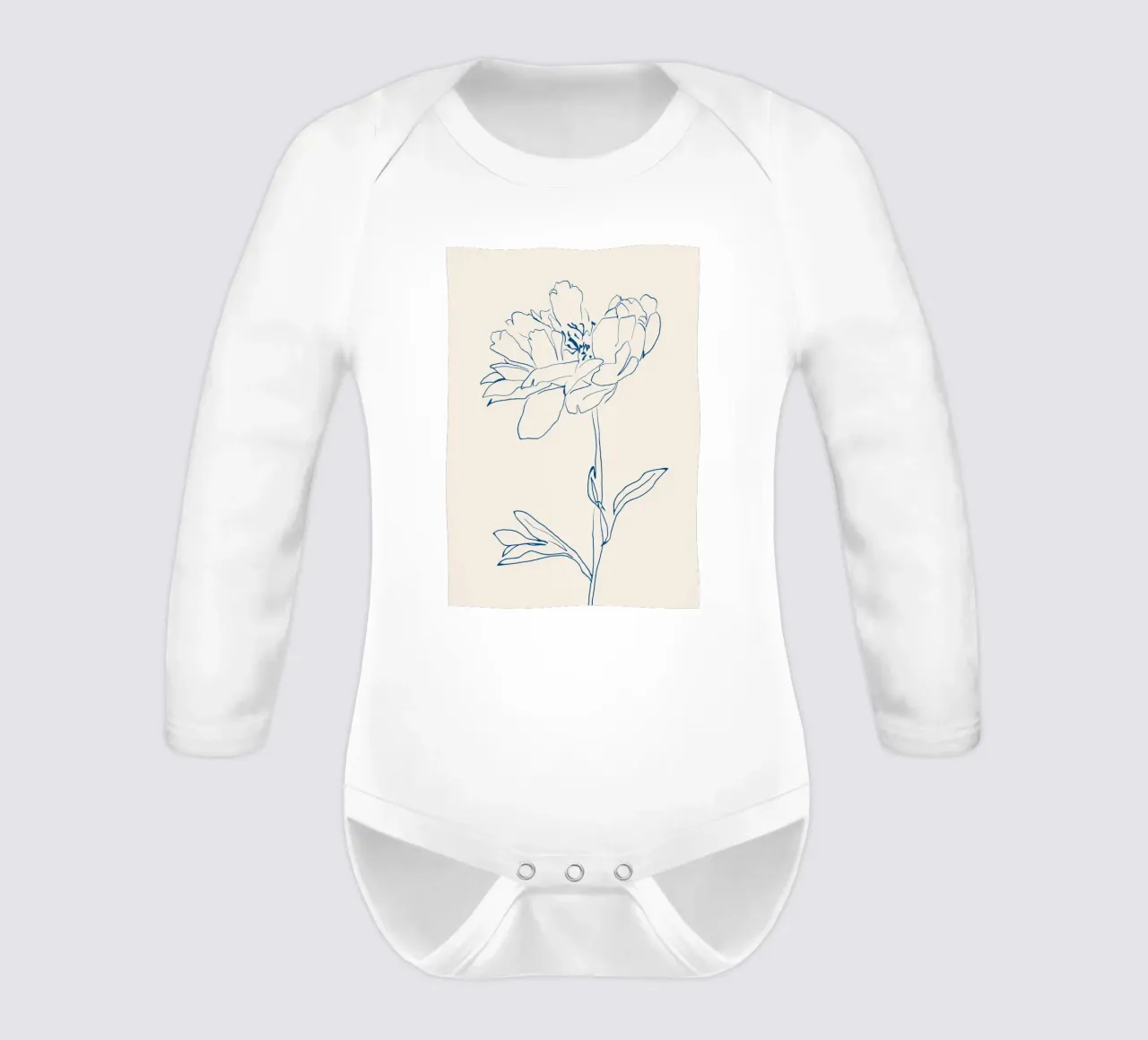 Flower Line Art 11 long-sleeve baby romper by LeaDArt