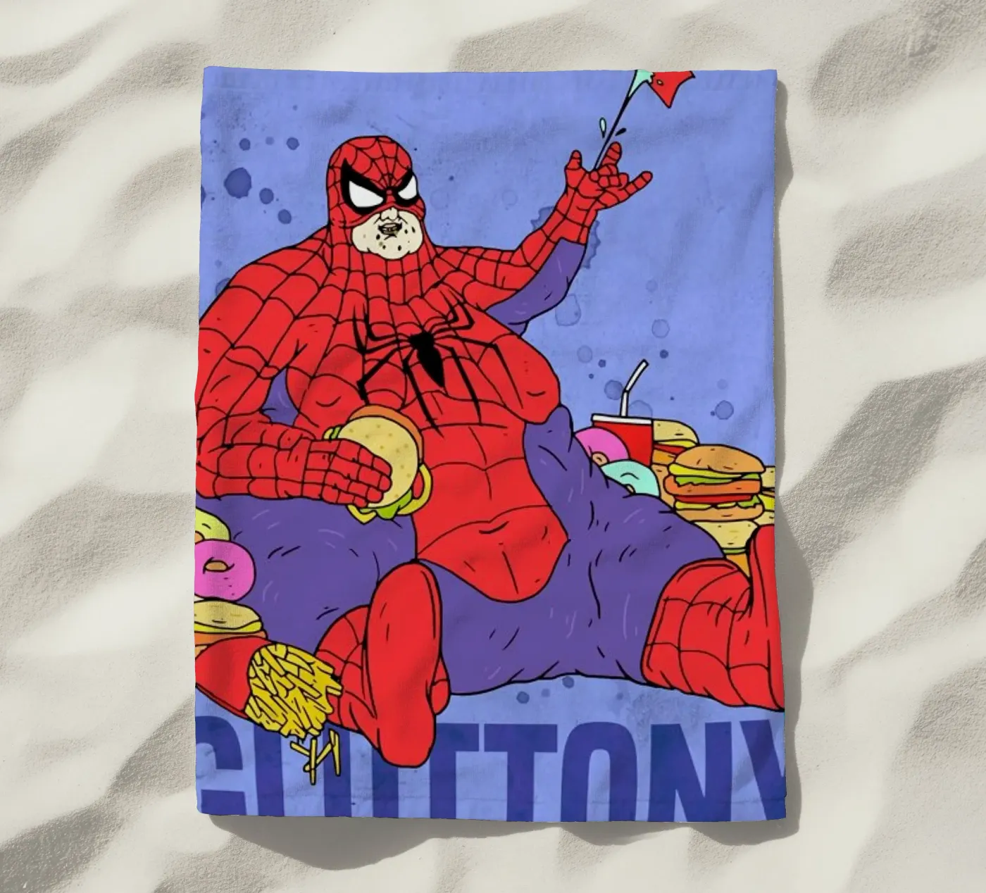 Gluttony beach towel by Nick Cocozza