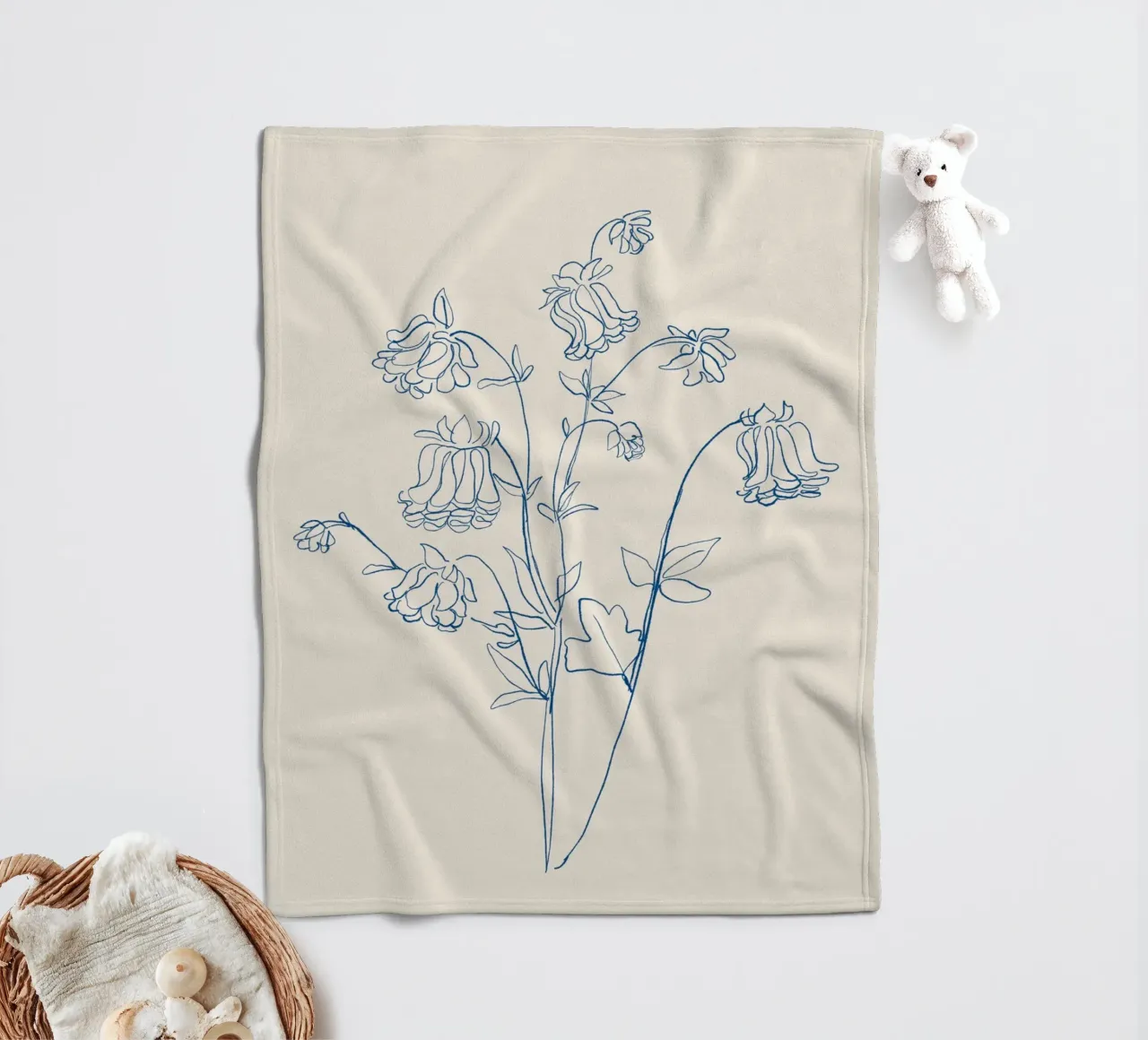 Flower Line Art 12 fleece blanket by LeaDArt