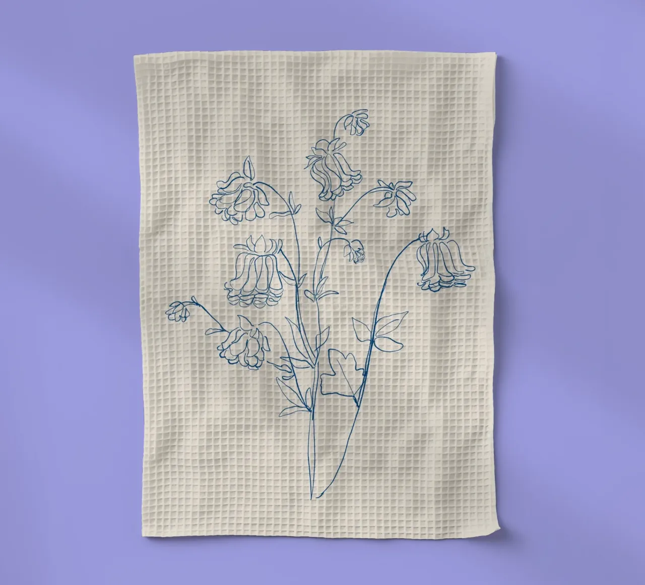Dessin au trait de fleurs 12 torchon de LeaDArt