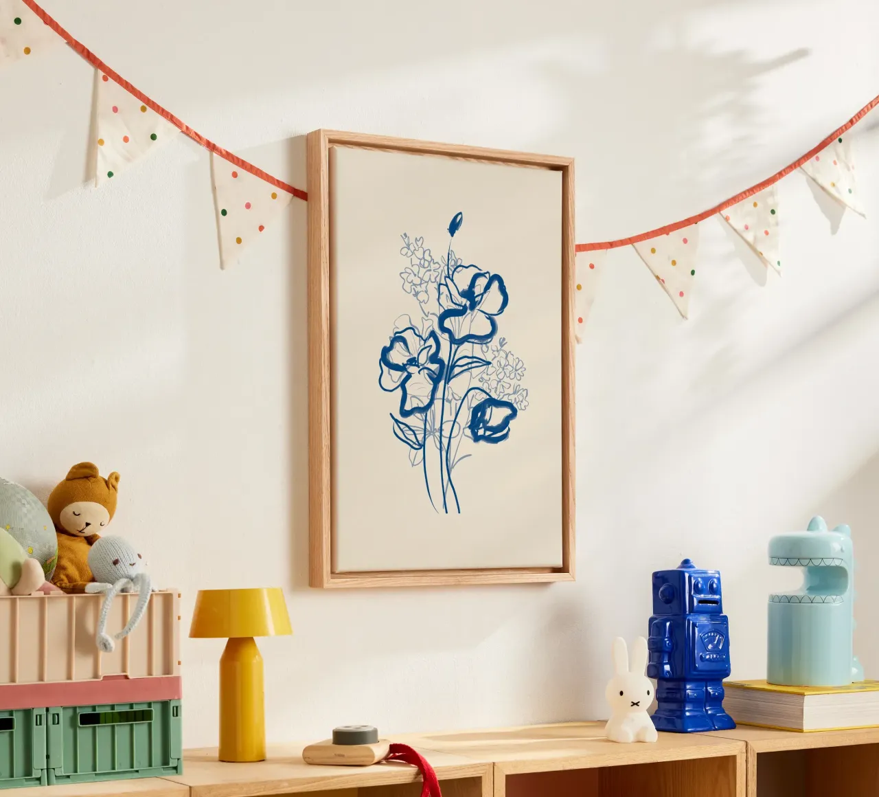 Flower Line Art 13 canvas with Floater frame by LeaDArt