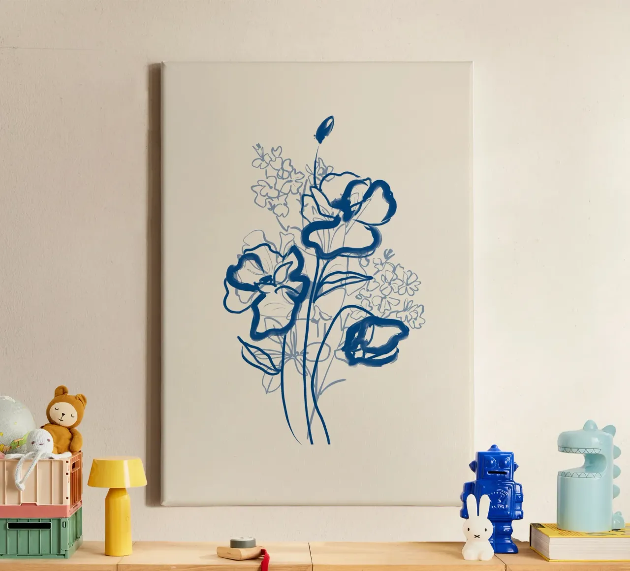 Flower Line Art 13 canvas with Floater frame by LeaDArt
