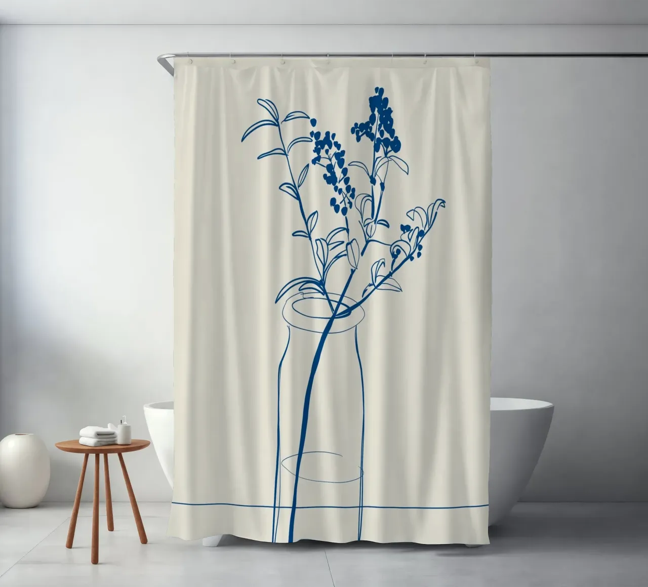 Flor Line Art 14 cortina de baño de LeaDArt