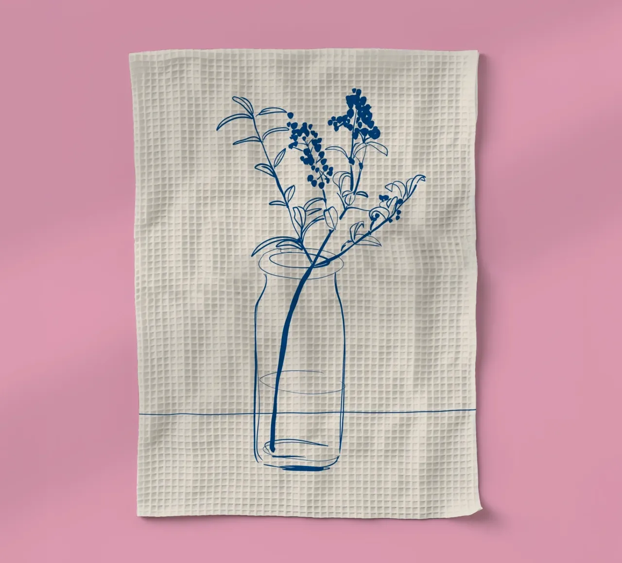 Dessin au trait de fleurs 14 torchon de LeaDArt