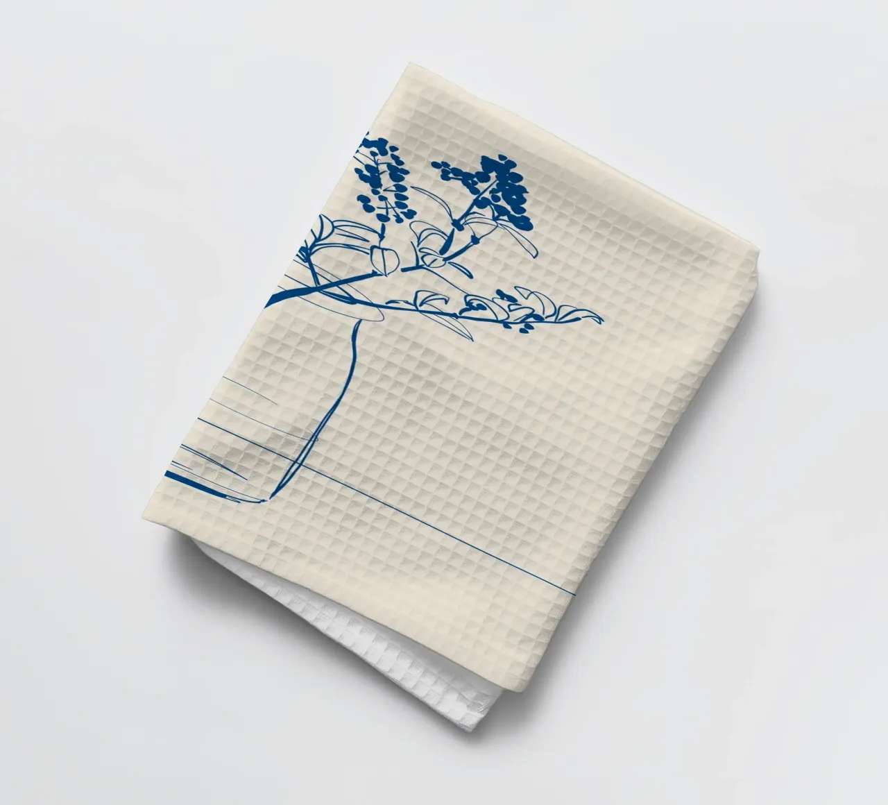 Dessin au trait de fleurs 14 torchon de LeaDArt