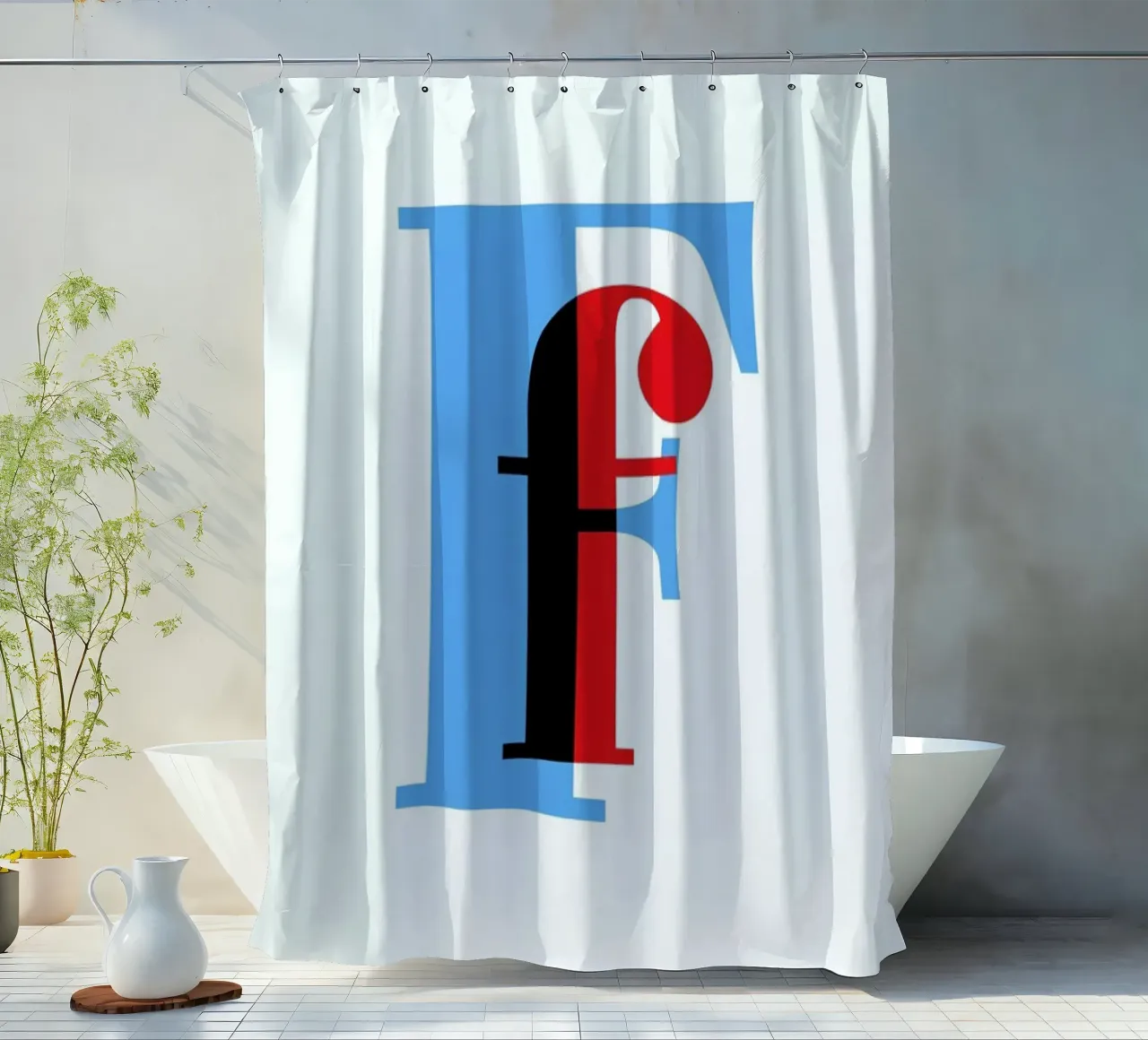 Cyan/Red F tenda da doccia da Studio One