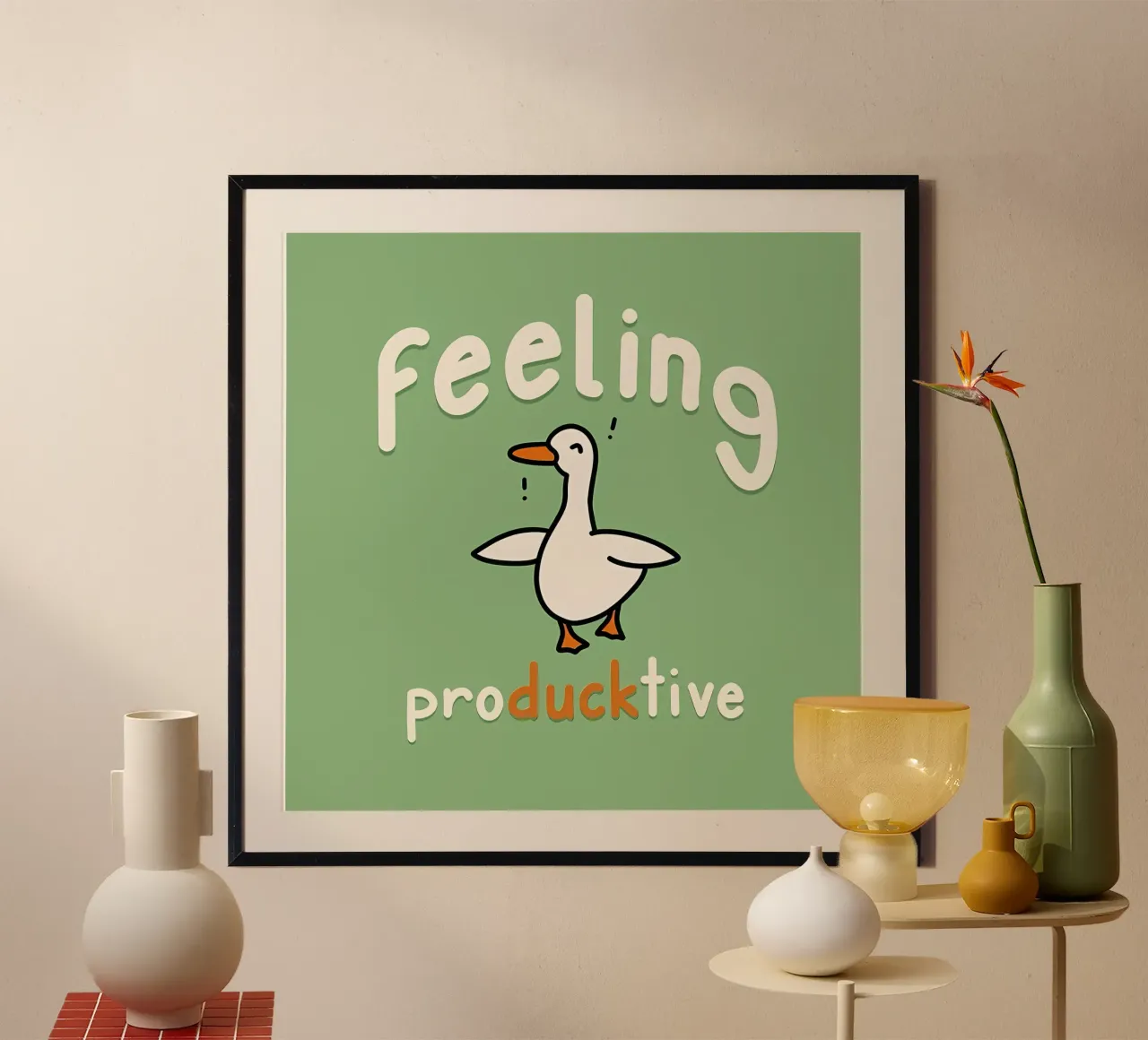sentirsi produttivi poster con telaio in legno da Manhmai