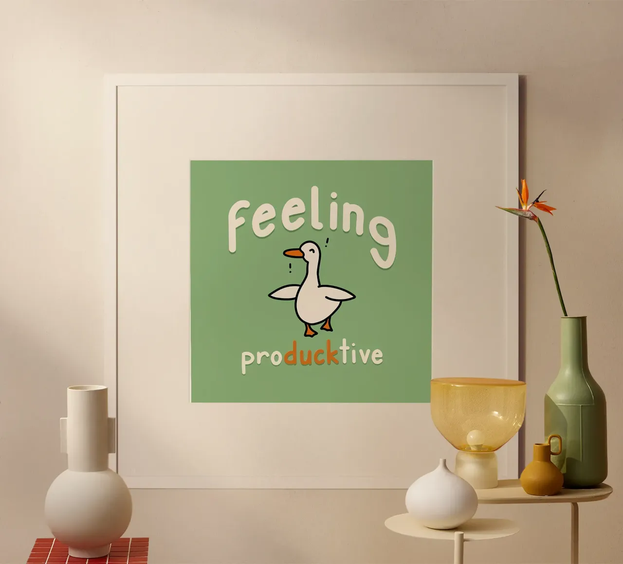 sentirsi produttivi poster con telaio in legno da Manhmai
