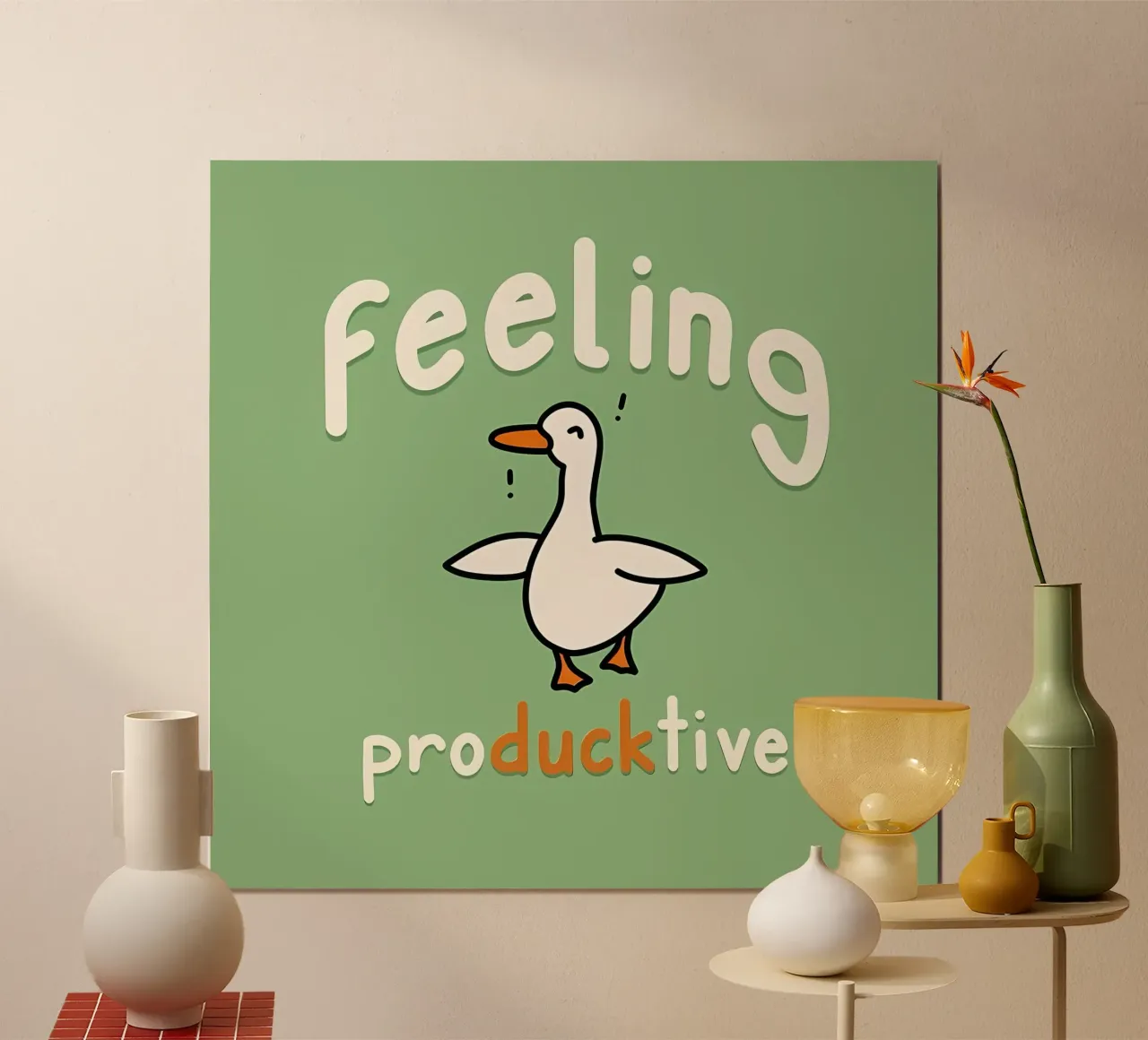 sentirsi produttivi poster con telaio in legno da Manhmai