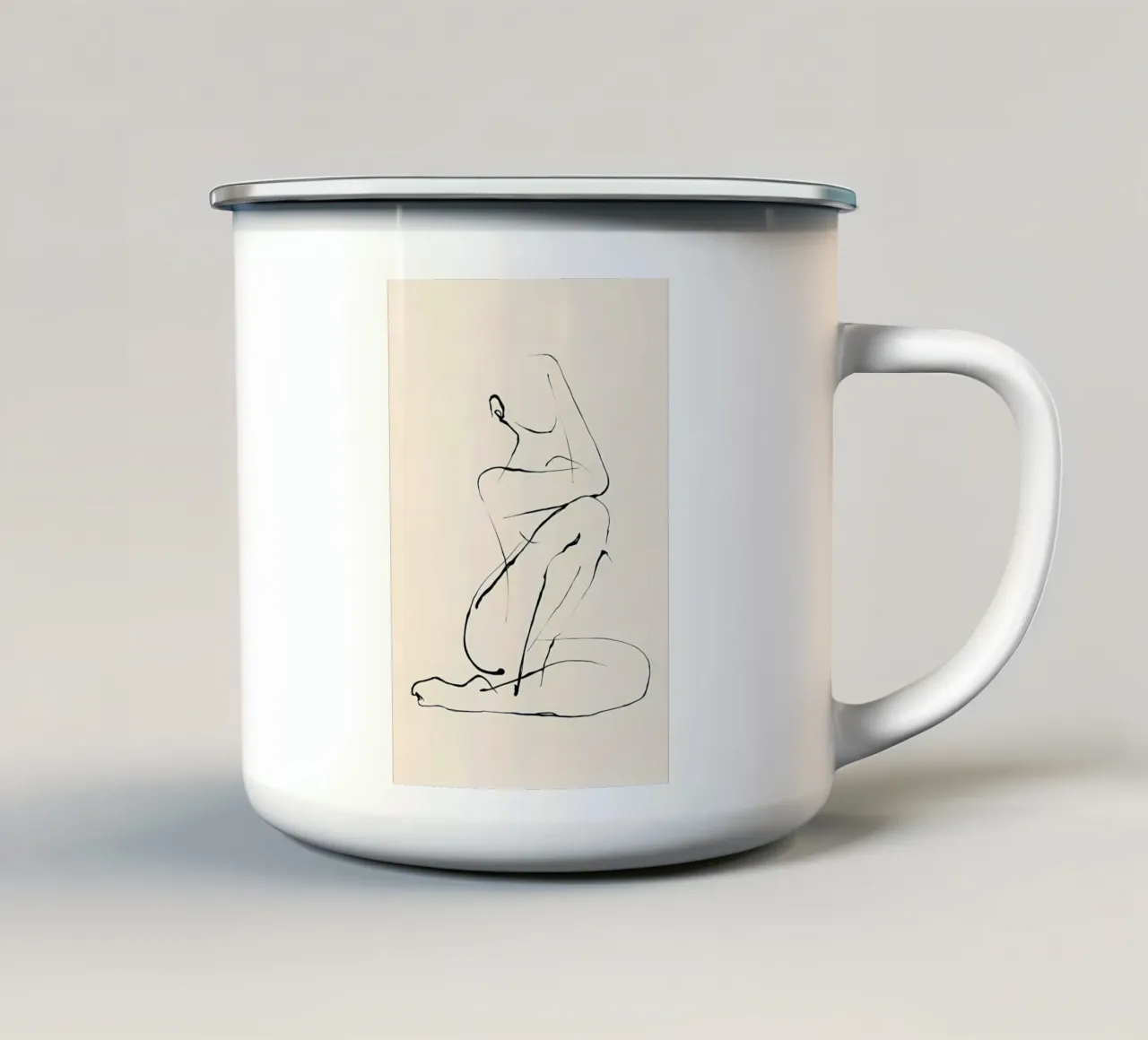 Line art femminile tazza in smalto da Manhmai