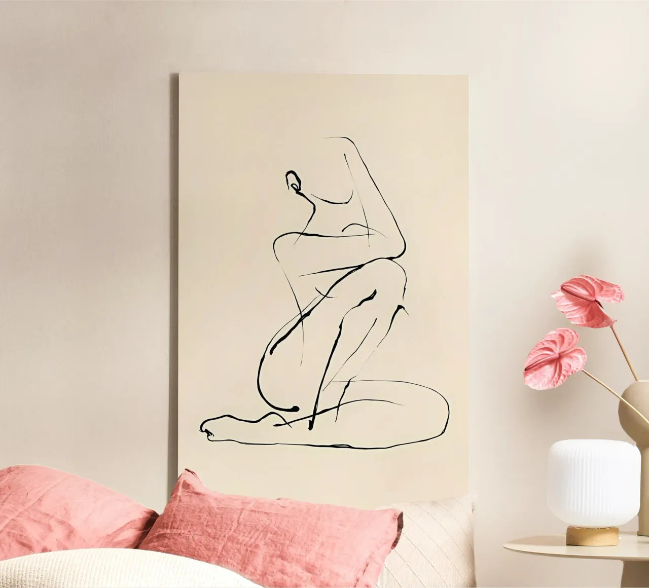 Female Line Art canvas with Floater frame by Manhmai
