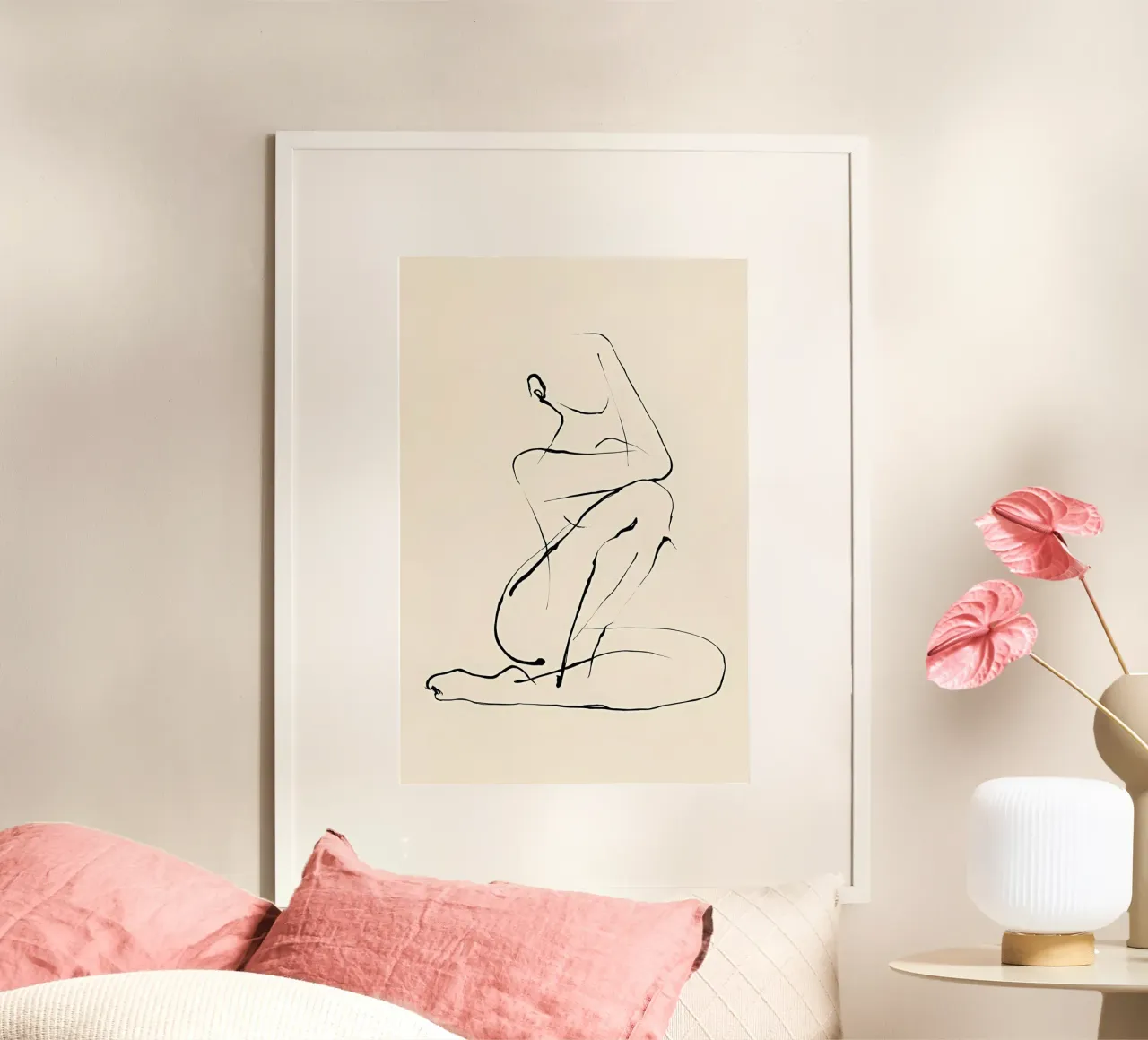 Line art femminile poster con telaio in alluminio da Manhmai
