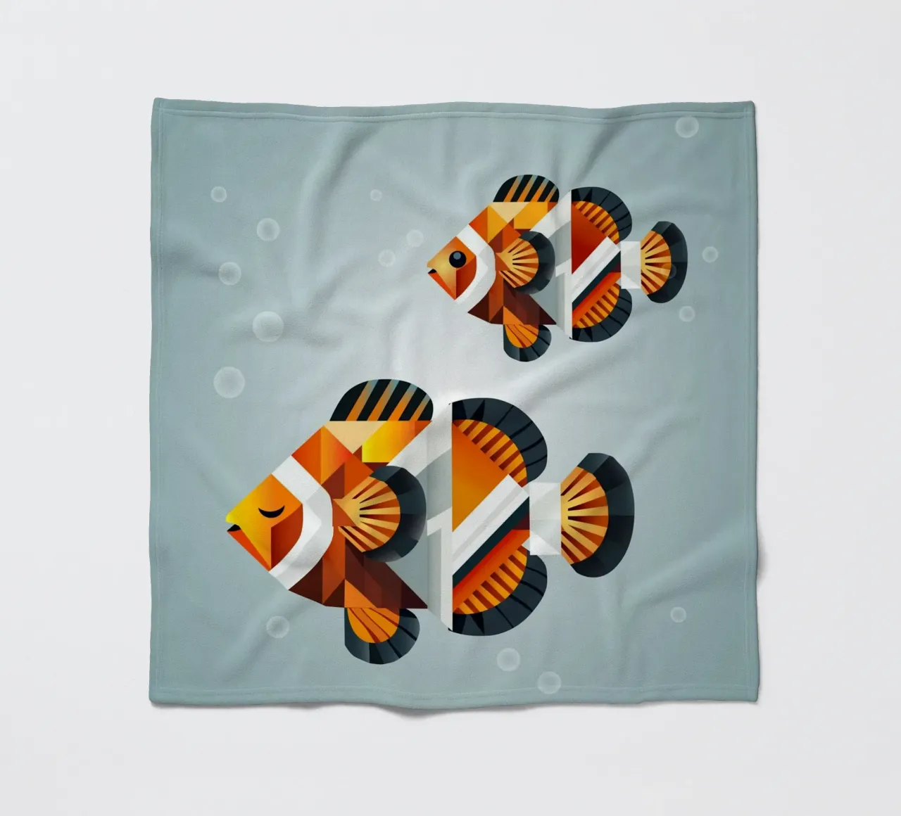 Due pesci pagliaccio - Illustrazione geometrica dell'oceano coperta in pile da namosh