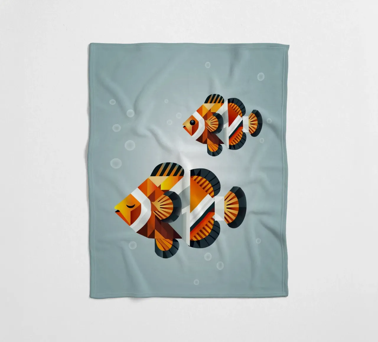 Due pesci pagliaccio - Illustrazione geometrica dell'oceano coperta in pile da namosh