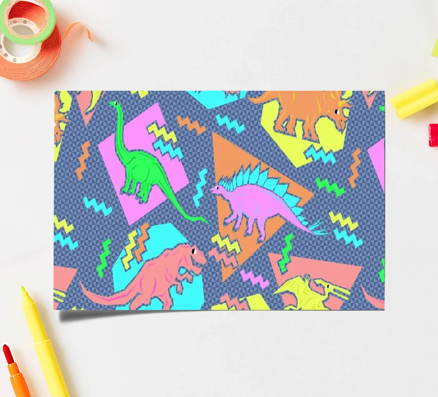 90's Dinosaur Pattern stickervel van Chobopop