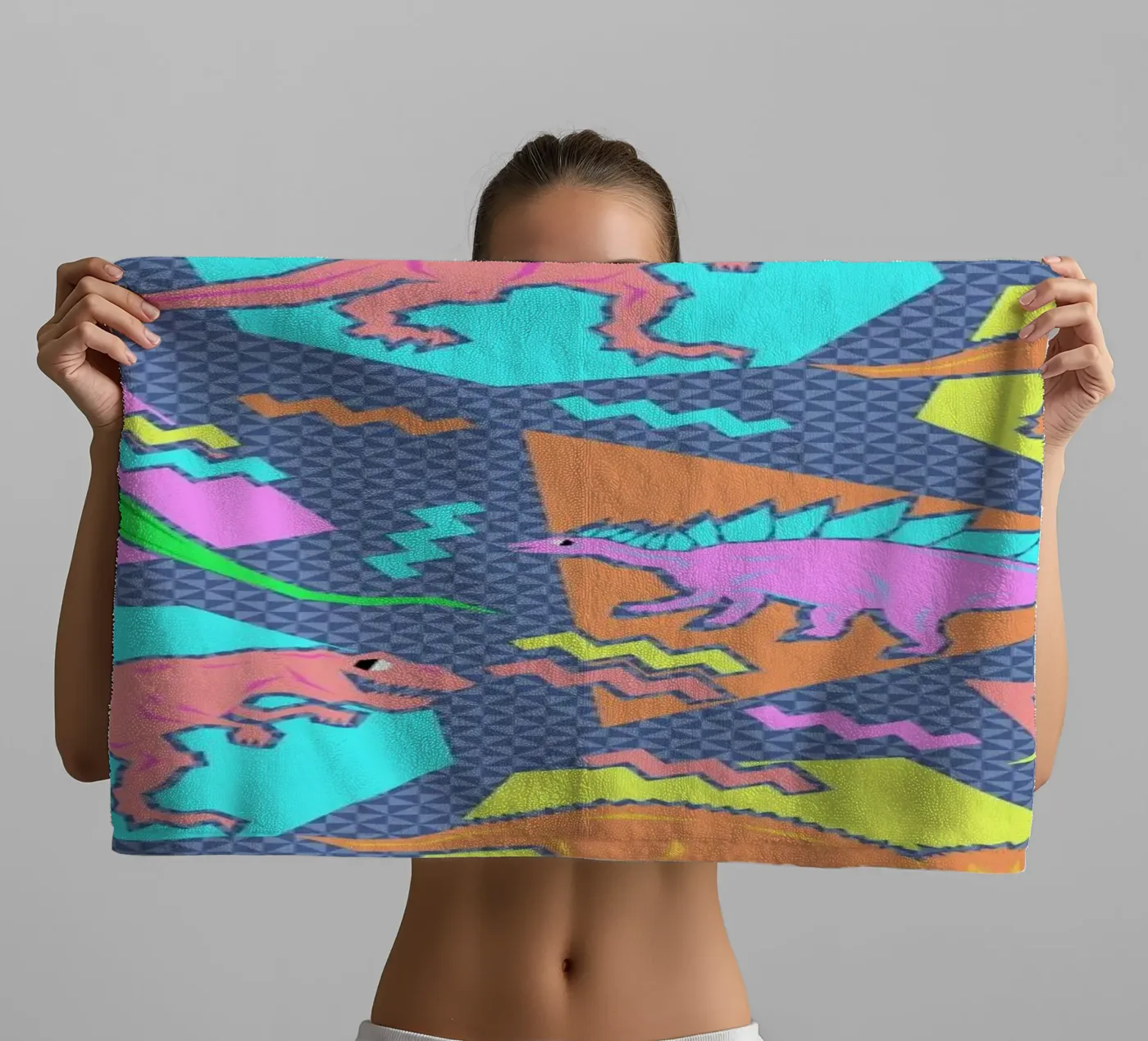 90's Dinosaur Pattern badhanddoek van Chobopop