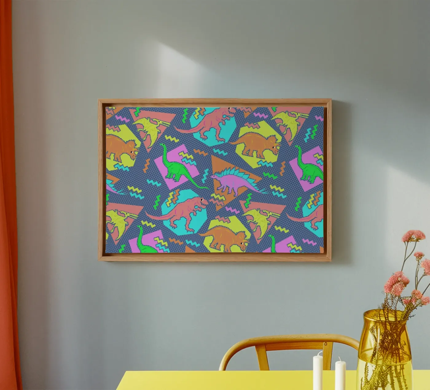 90's Dinosaur Pattern canvas by Chobopop