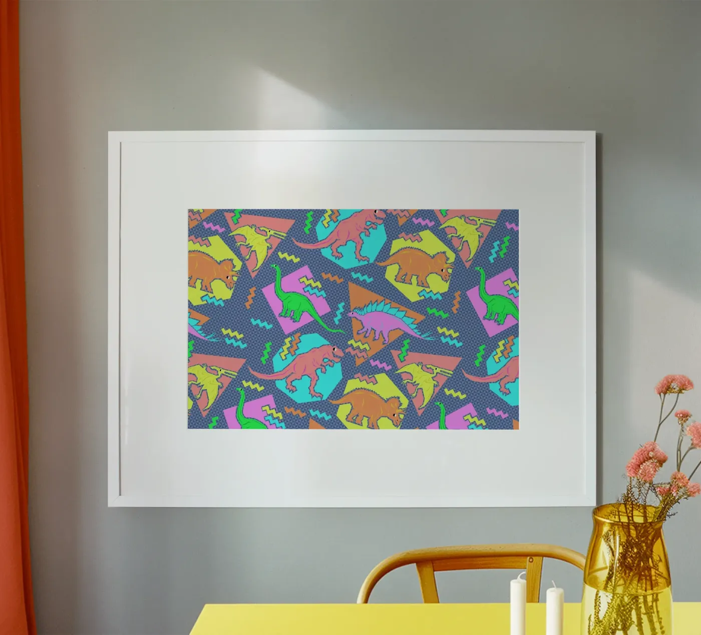 90's Dinosaur Pattern poster by Chobopop