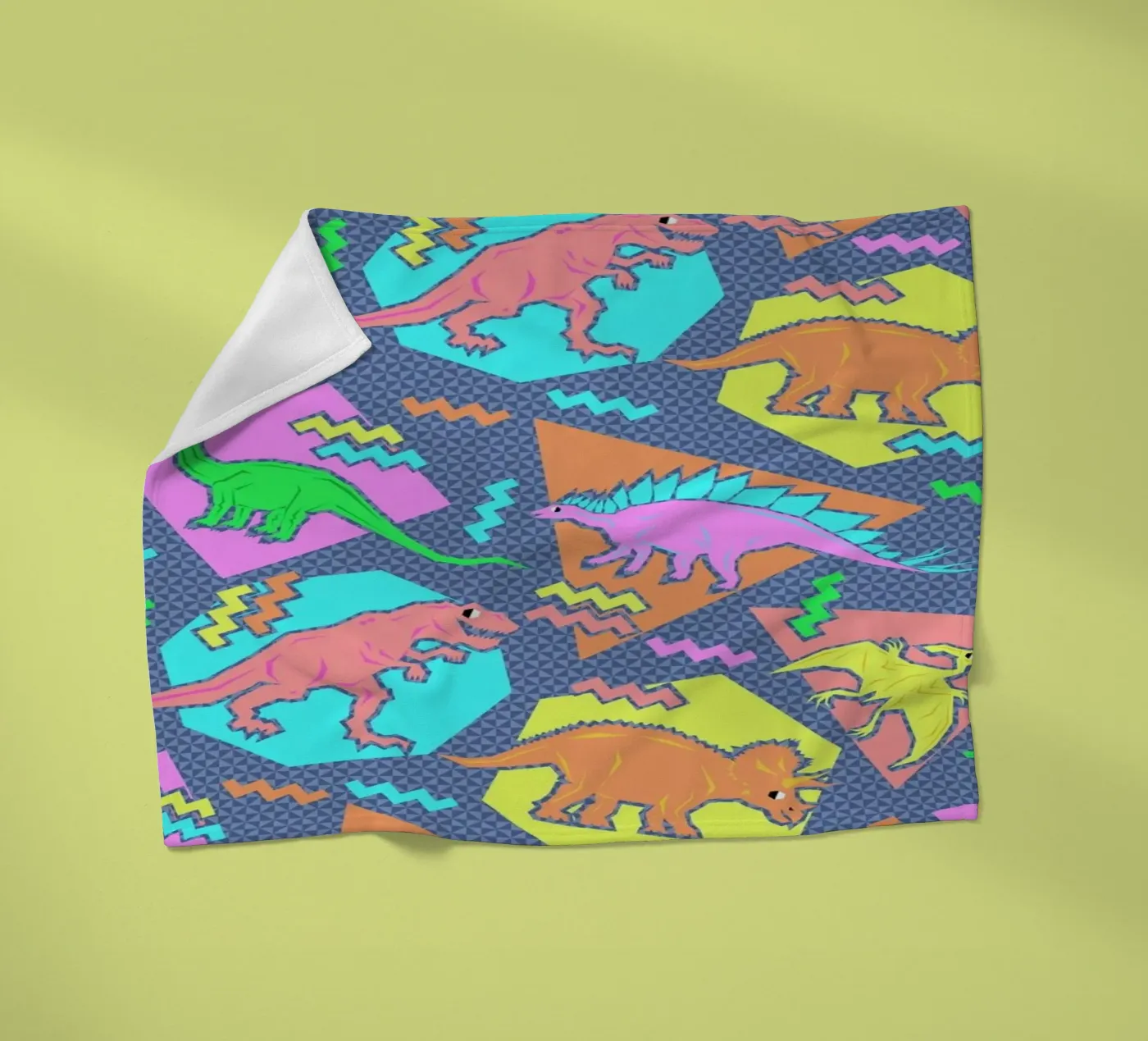 90's Dinosaur Pattern fleece blanket by Chobopop