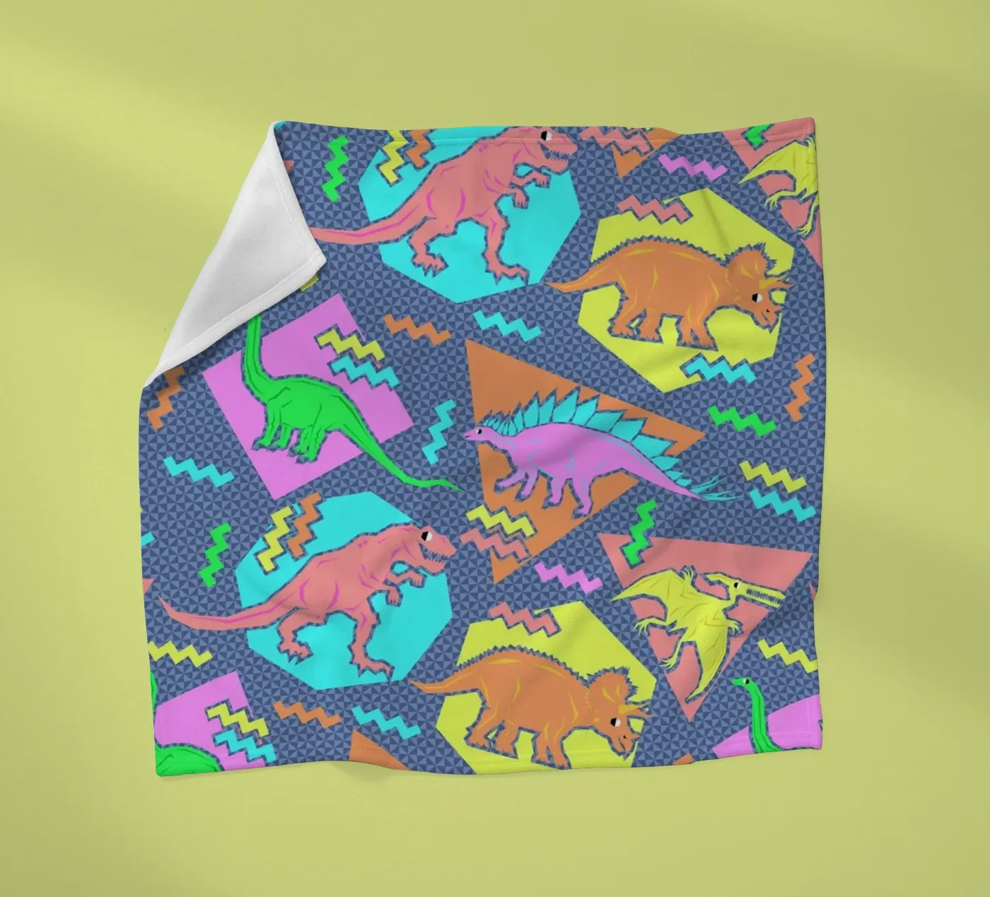 90's Dinosaur Pattern fleece blanket by Chobopop