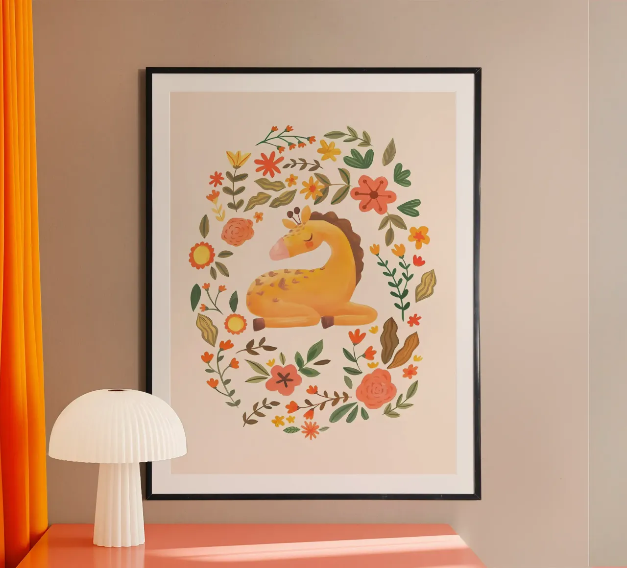 Baby Giraffa poster con telaio in alluminio da mitaco