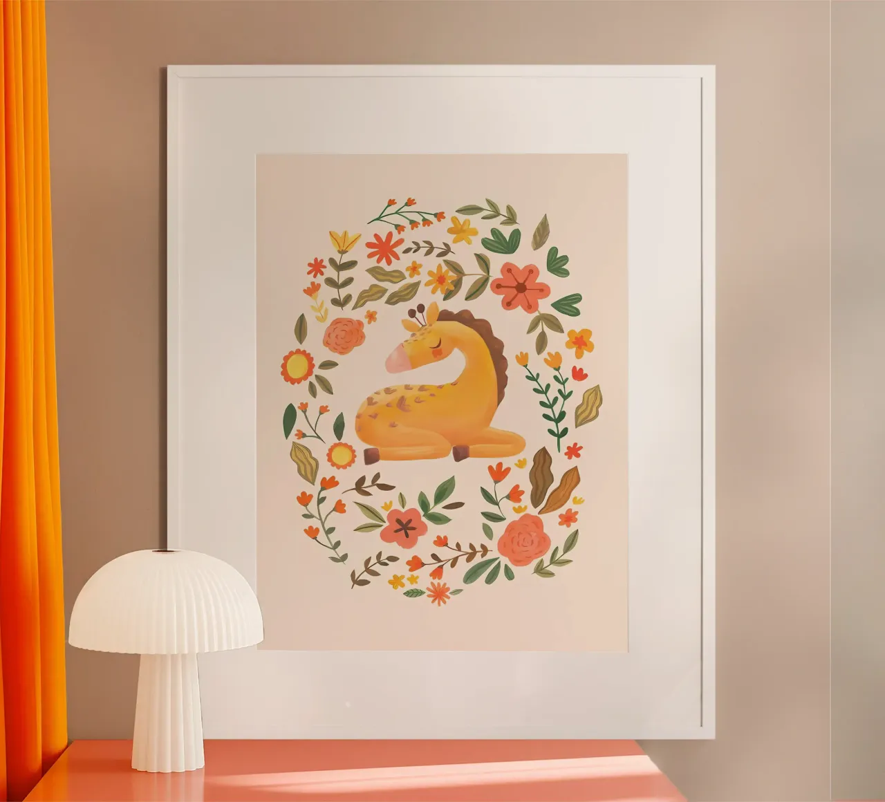 Baby Giraffa poster con telaio in alluminio da mitaco