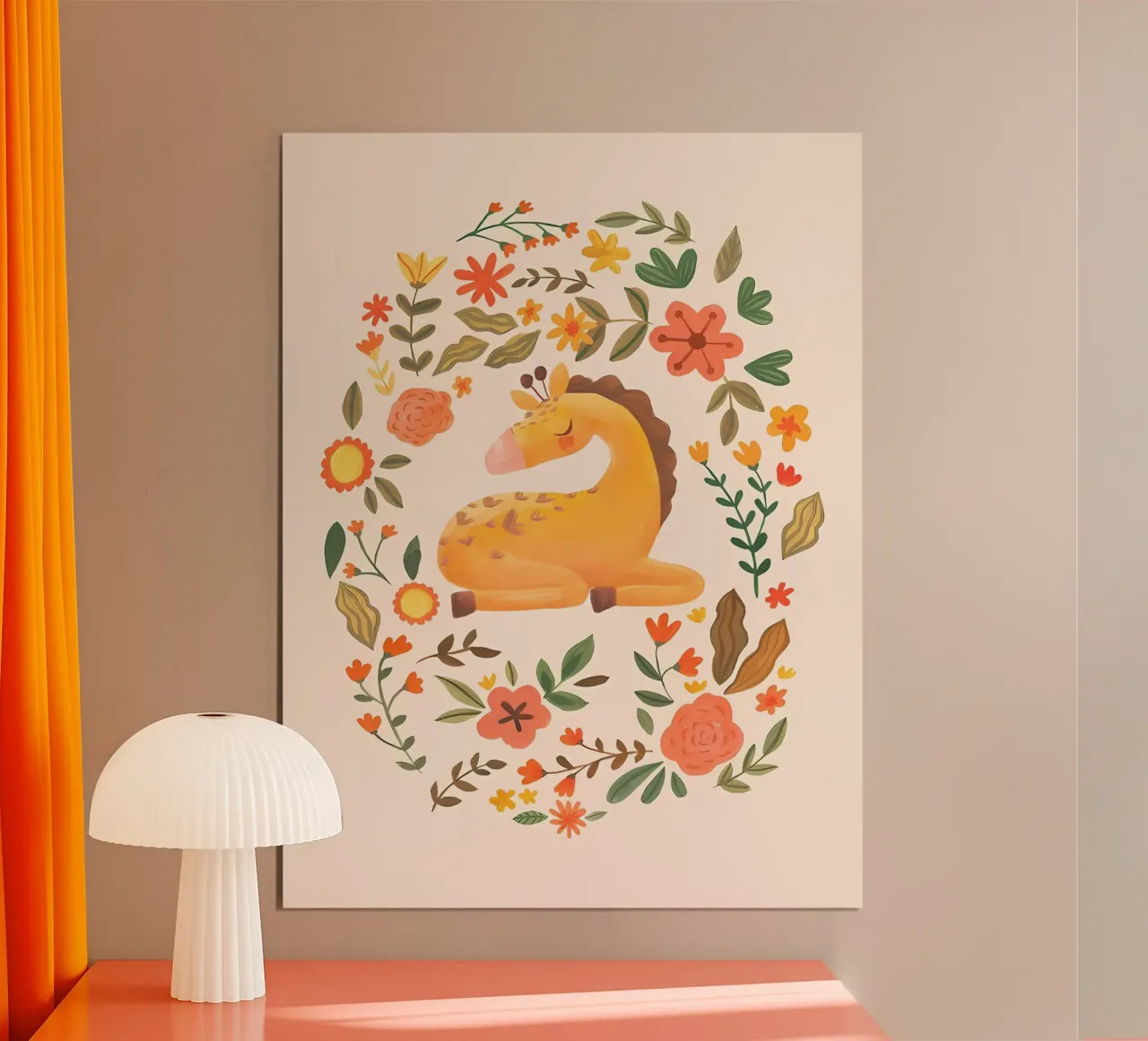 Baby Giraffa poster con telaio in alluminio da mitaco