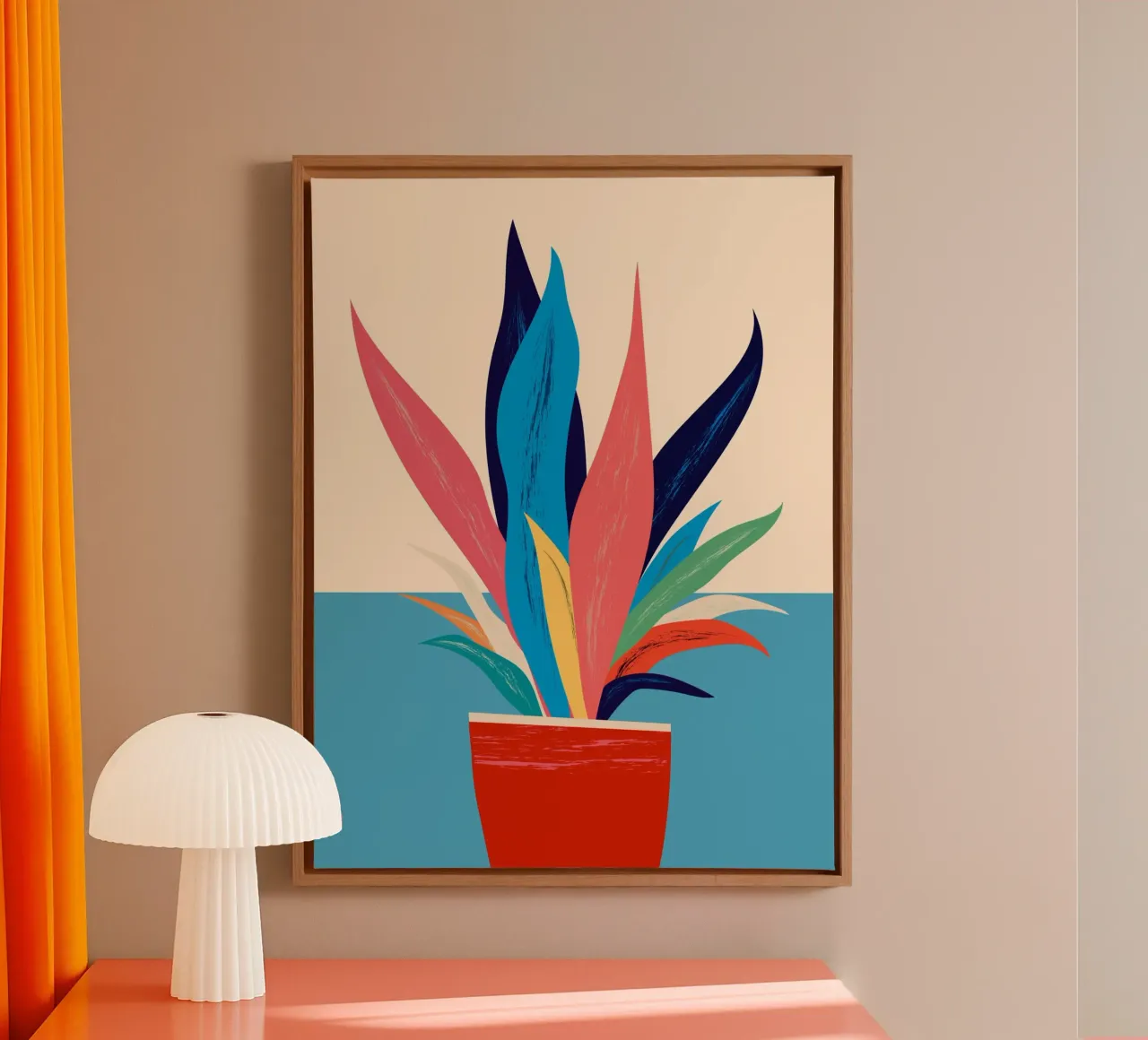 Moderne abstracte kunst Plant 19 canvas met Baklijst van ThingDesign