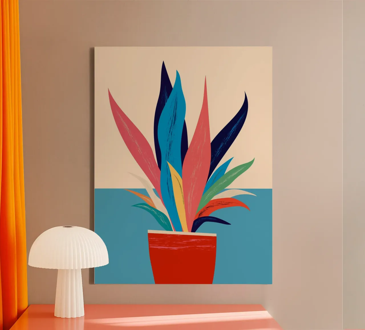 Moderne abstracte kunst Plant 19 canvas met Baklijst van ThingDesign