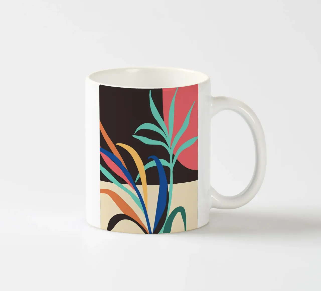 Moderne abstracte kunst Plant 7 keramische mok van ThingDesign