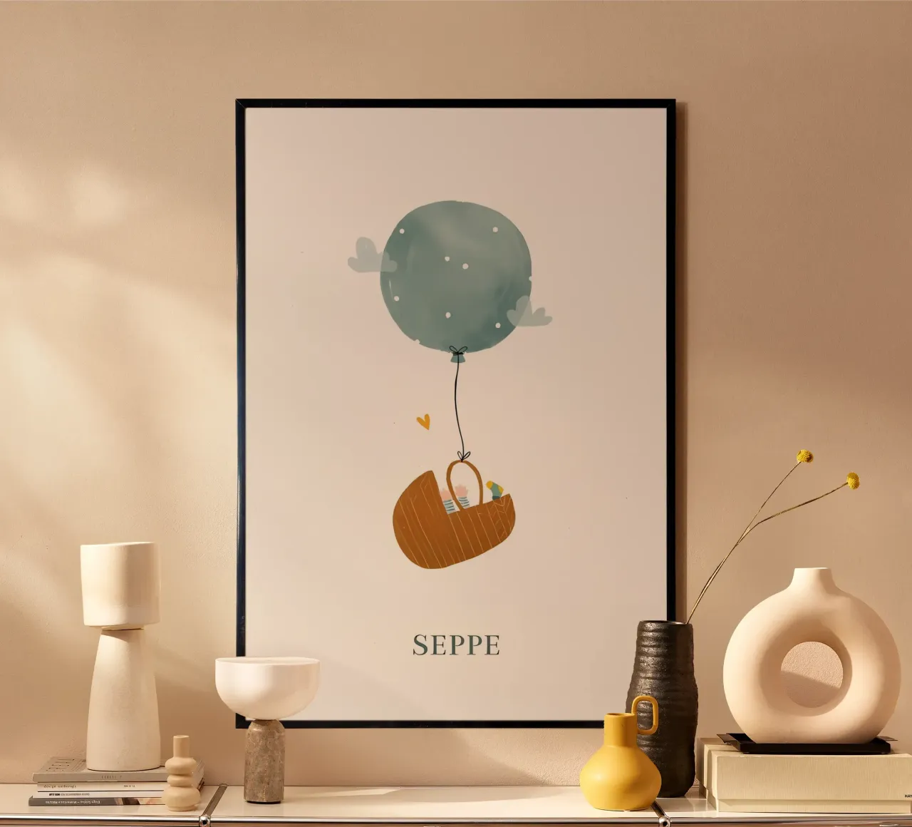 palloncino bambino poster con telaio in legno da mitaco