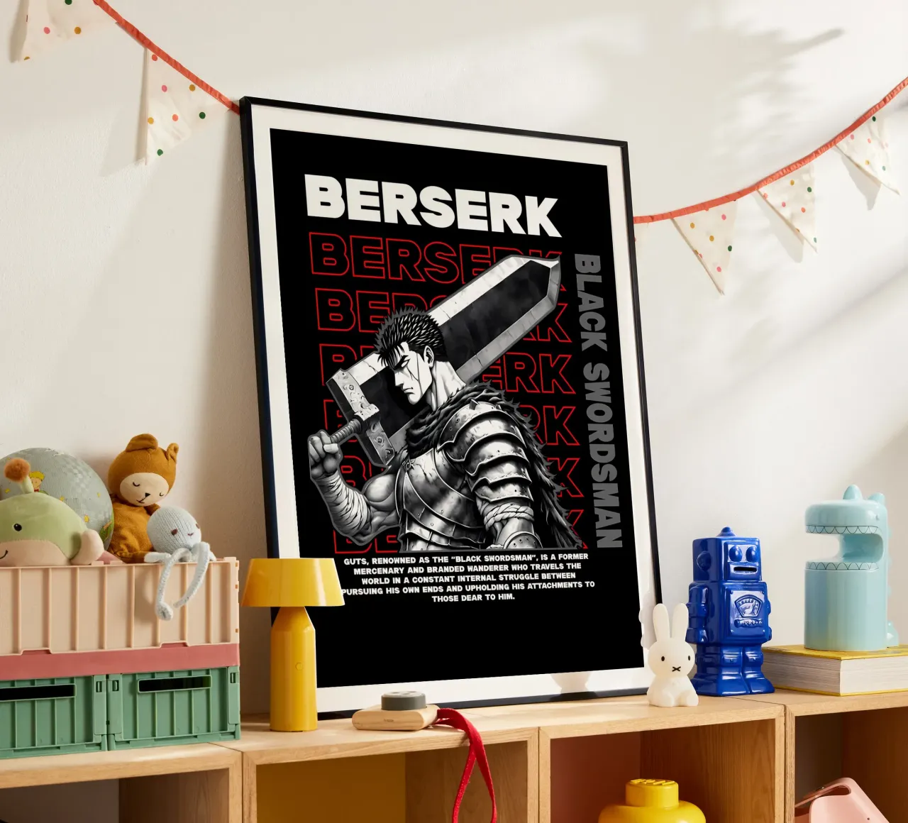 guts berserk design_guts berserk manga_berserk pfp_berserk w poster con telaio in plastica da Manhmai