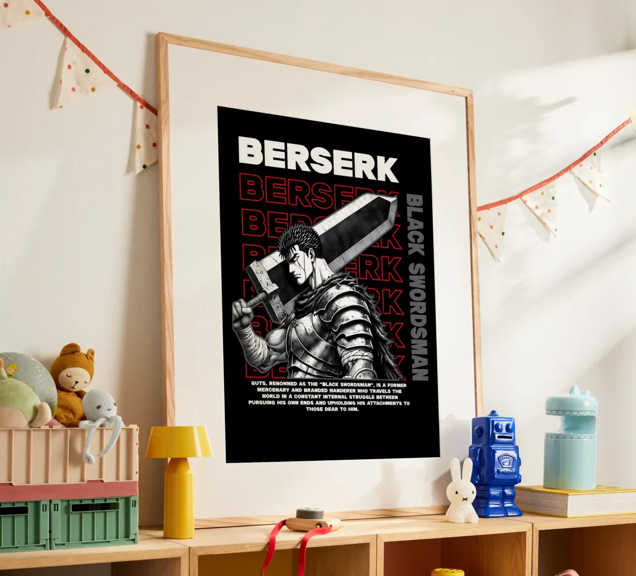 guts berserk design_guts berserk manga_berserk pfp_berserk w poster con telaio in plastica da Manhmai