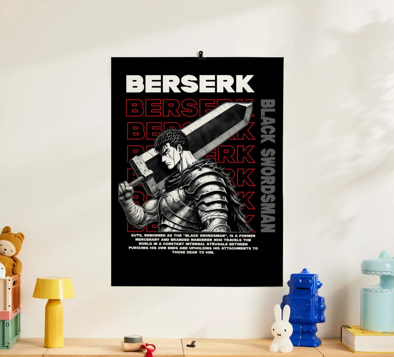 guts berserk design_guts berserk manga_berserk pfp_berserk w poster con telaio in plastica da Manhmai