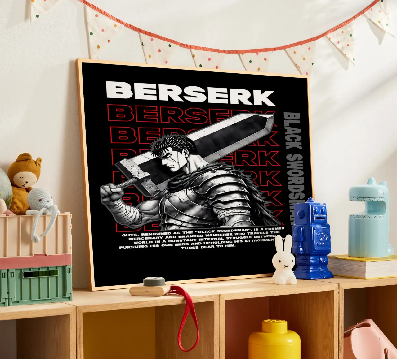 guts berserk design_guts berserk manga_berserk pfp_berserk w poster con telaio in plastica da Manhmai