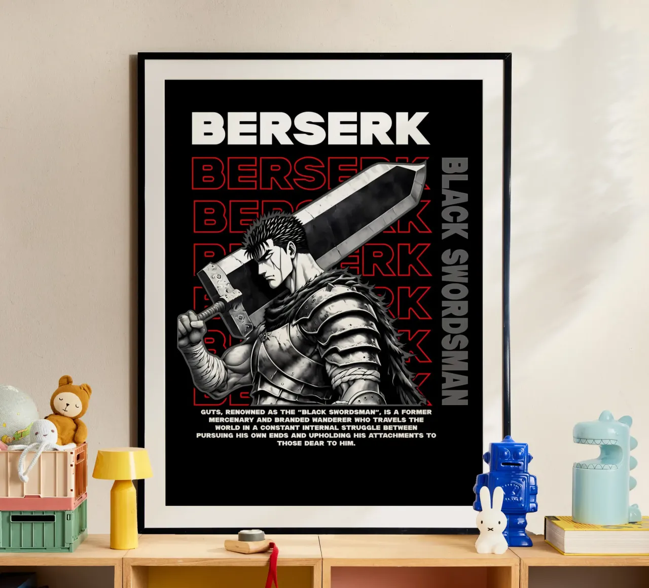 guts berserk design_guts berserk manga_berserk pfp_berserk w poster con telaio in plastica da Manhmai