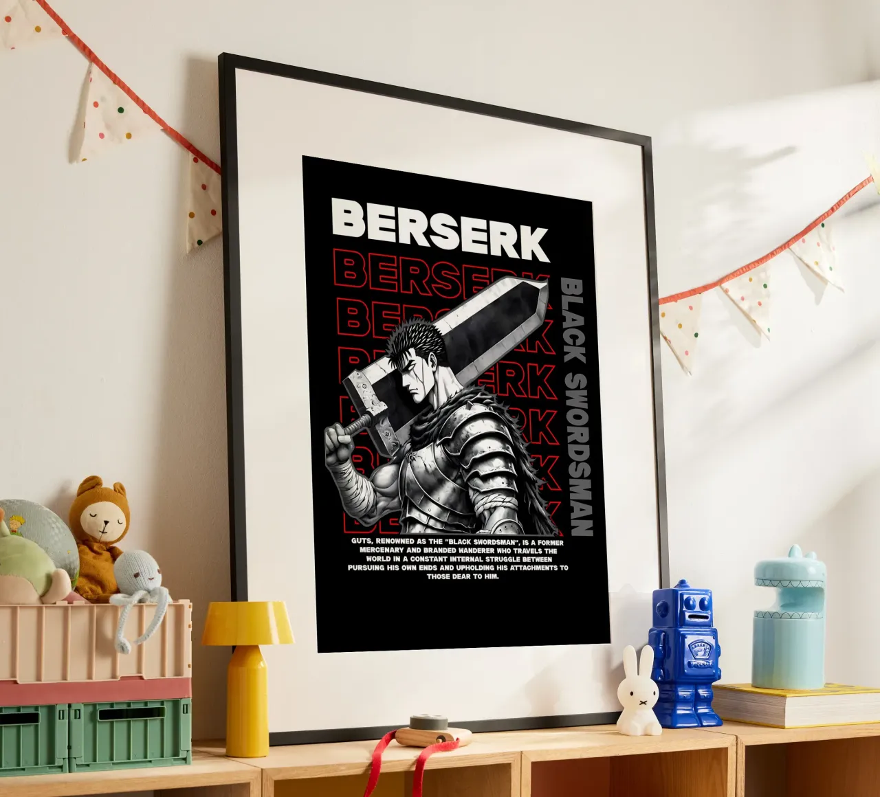 guts berserk design_guts berserk manga_berserk pfp_berserk w poster con telaio in plastica da Manhmai