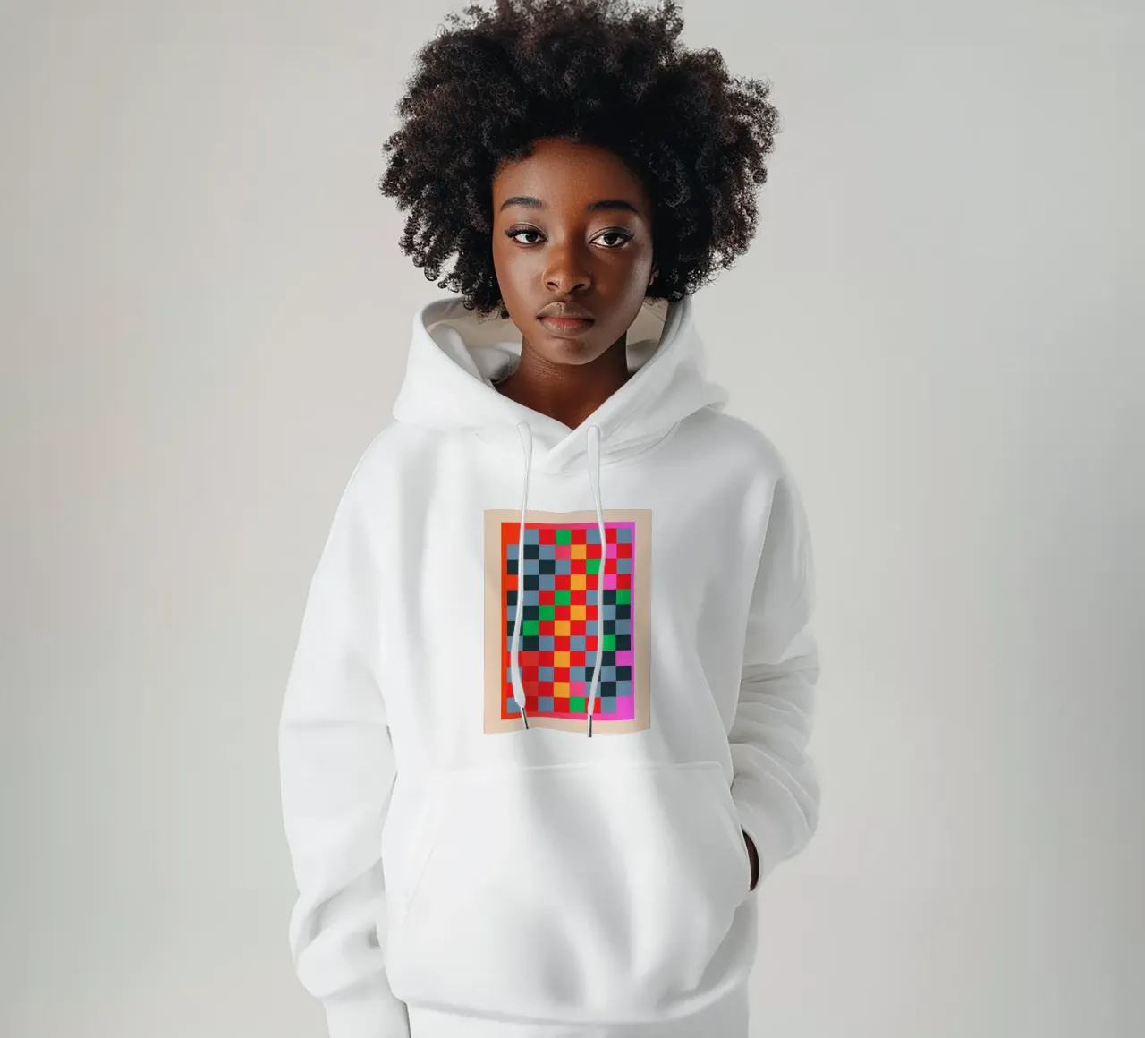 Scacchiera colorata felpa con cappuccio da Gaite